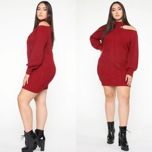 Give A Cold Shoulder Sweater Dress